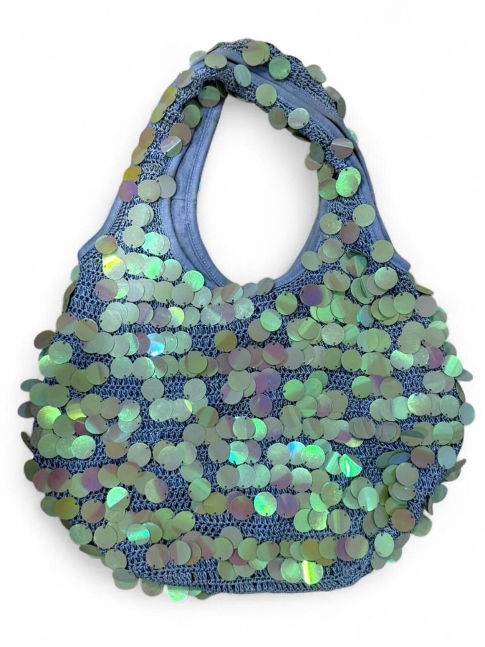 Blue sequin crochet bag. Y2K inspired